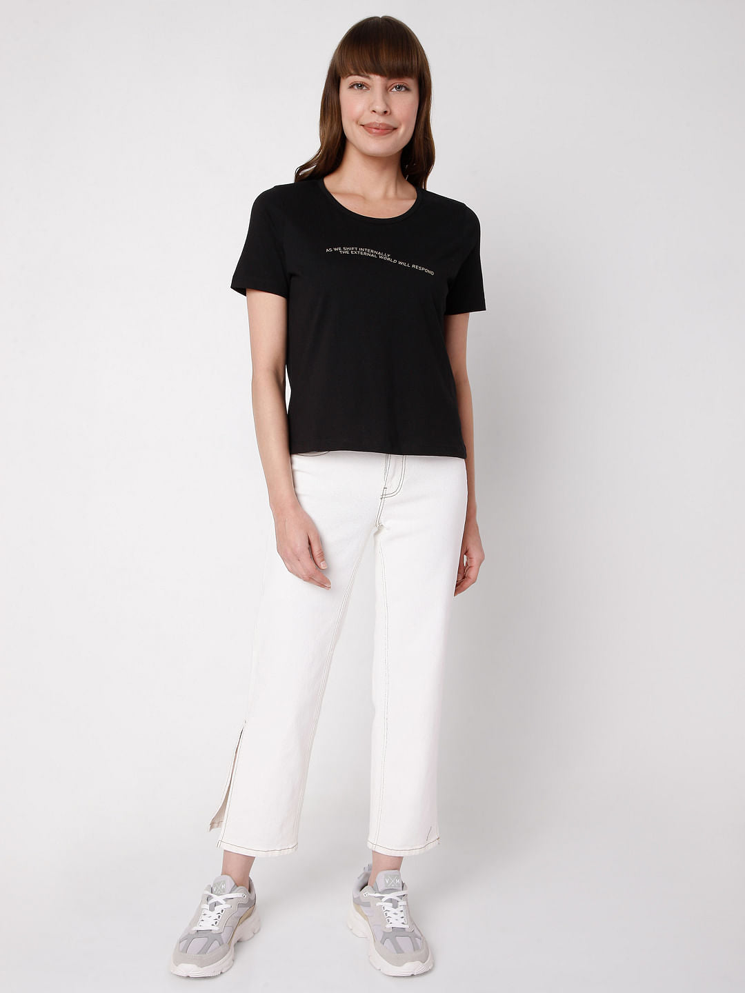 Black Slogan Print T-Shirt
