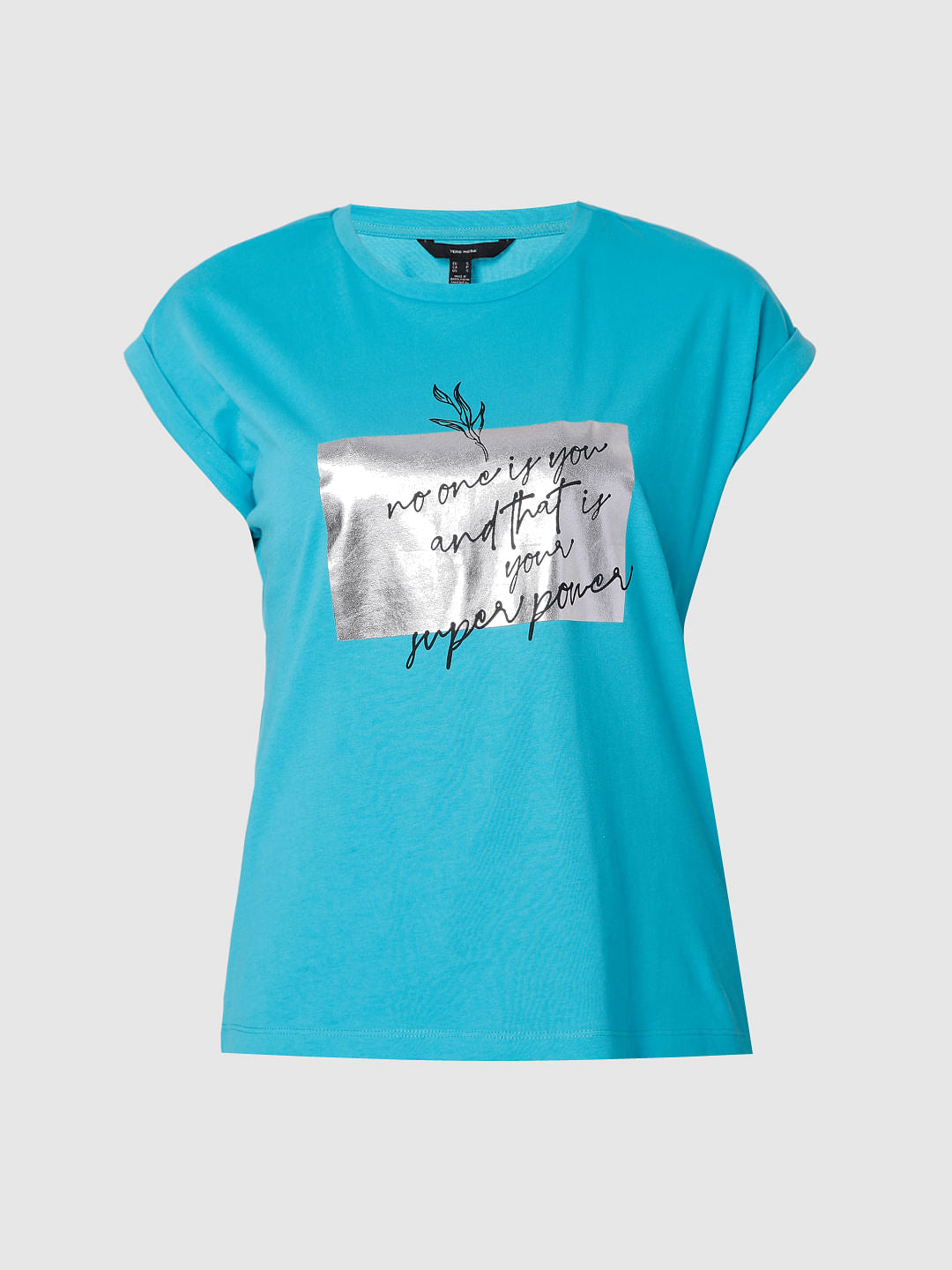 Blue Slogan Print T-Shirt