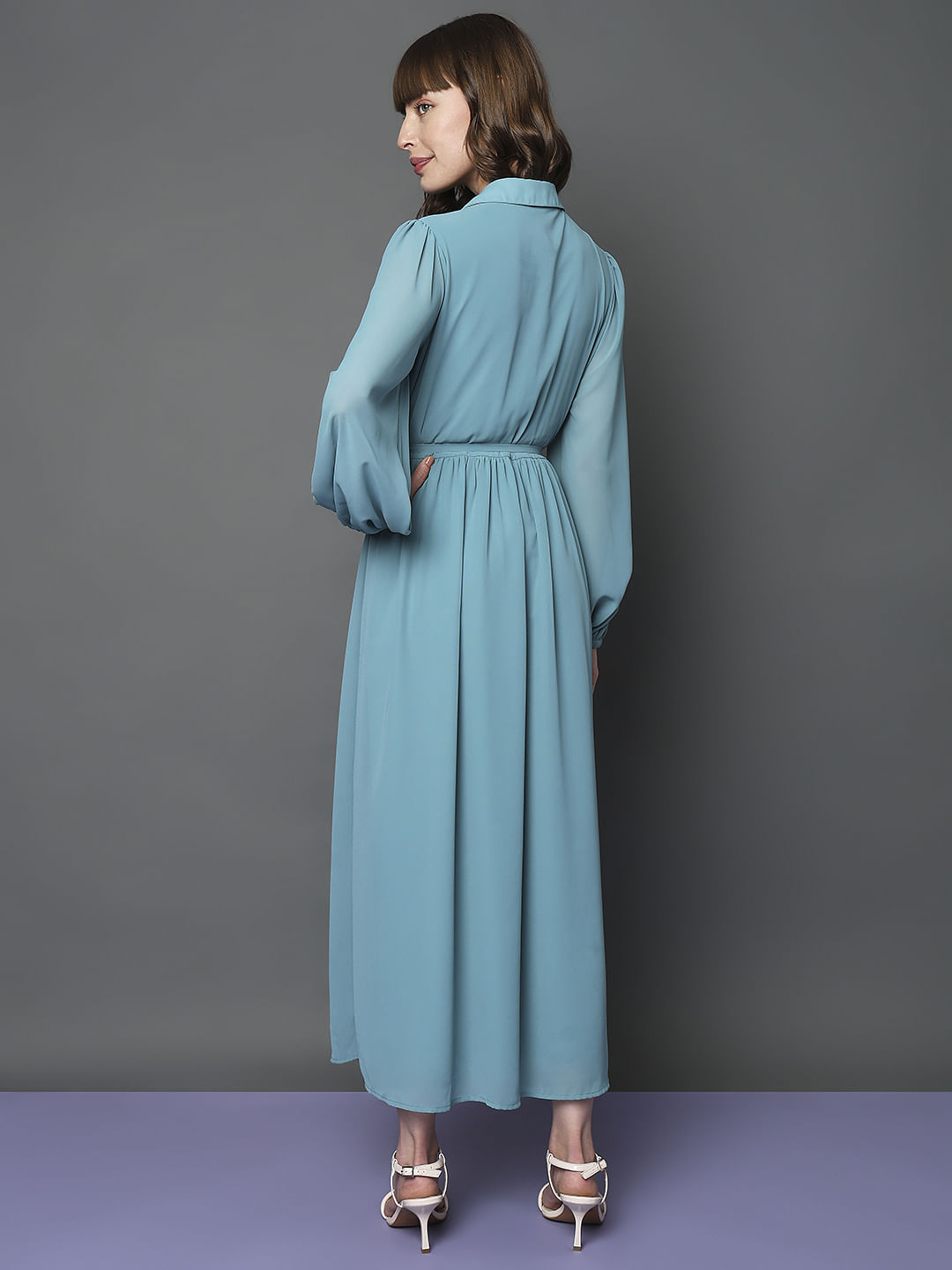 Teal Midi Shirt Dress