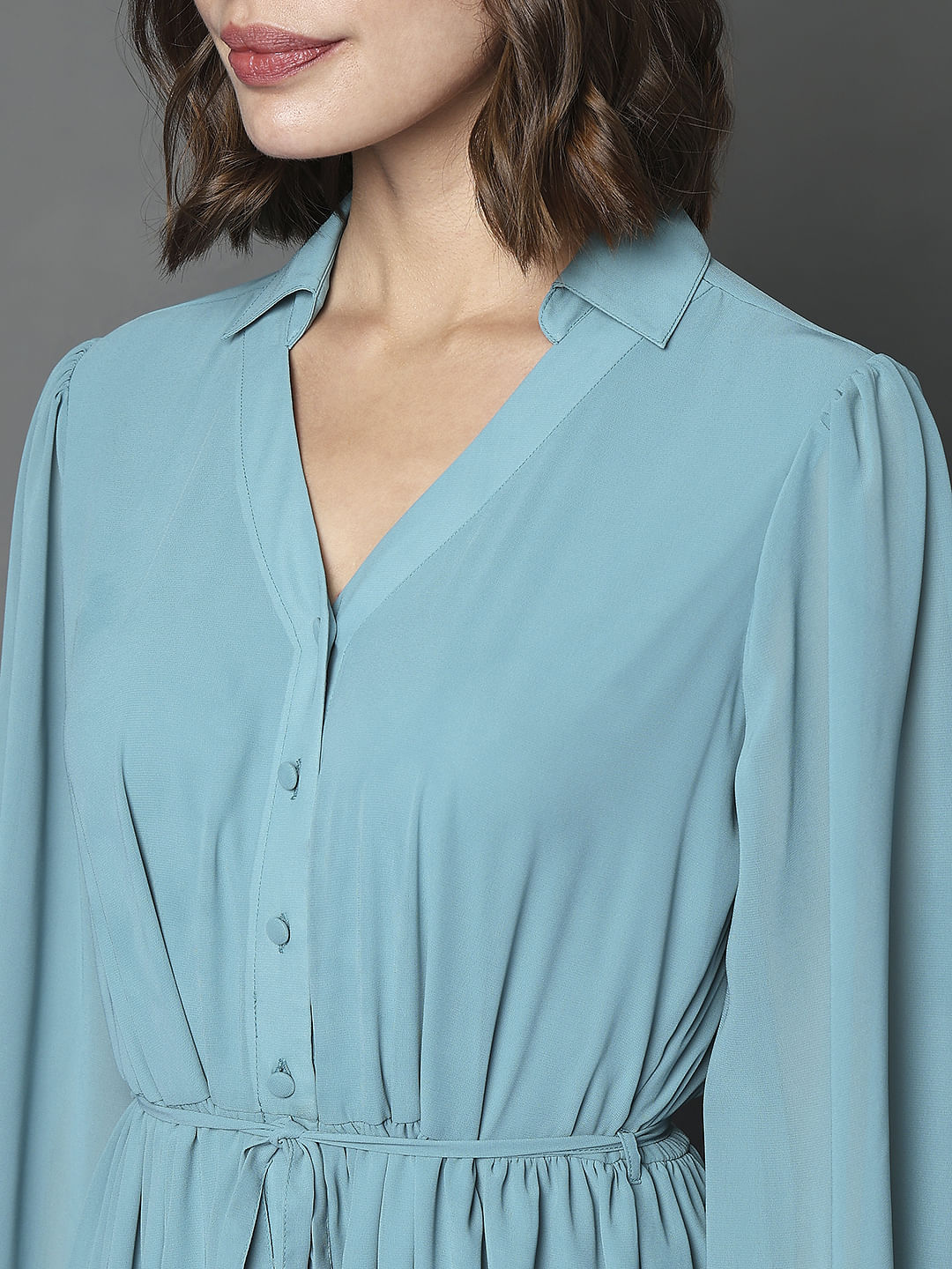 Teal Midi Shirt Dress