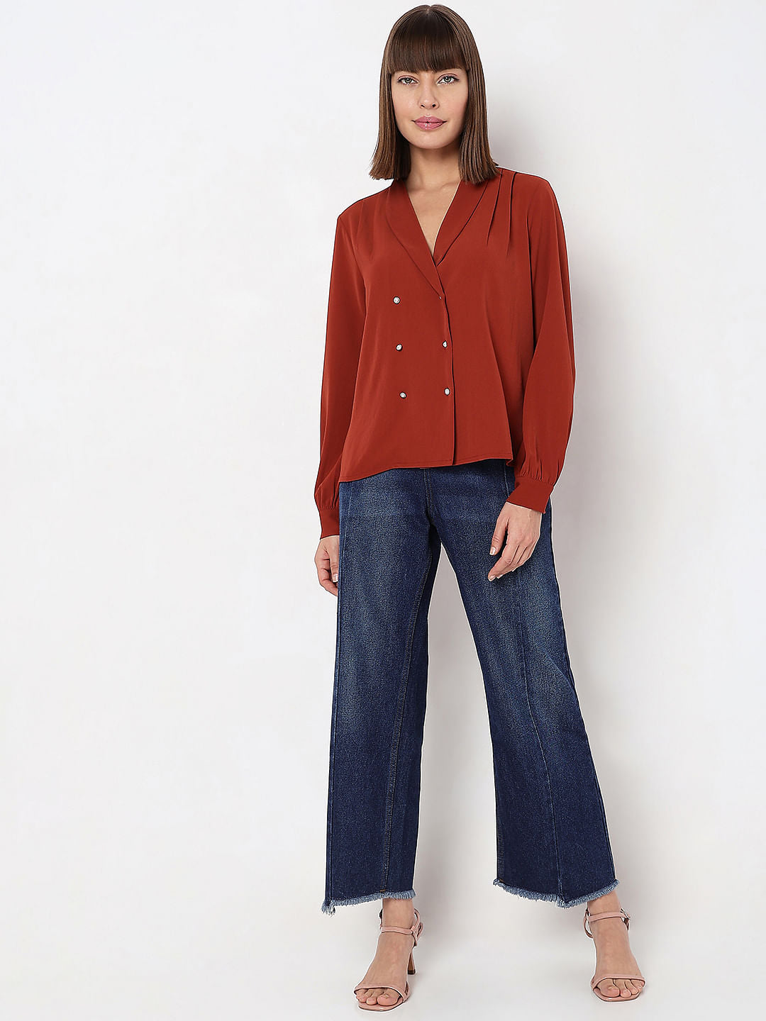 Brick Red Full Sleeves Top