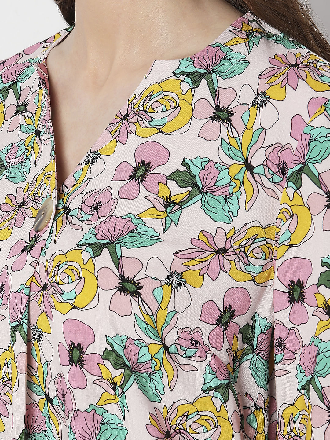 Pink Floral Print Top