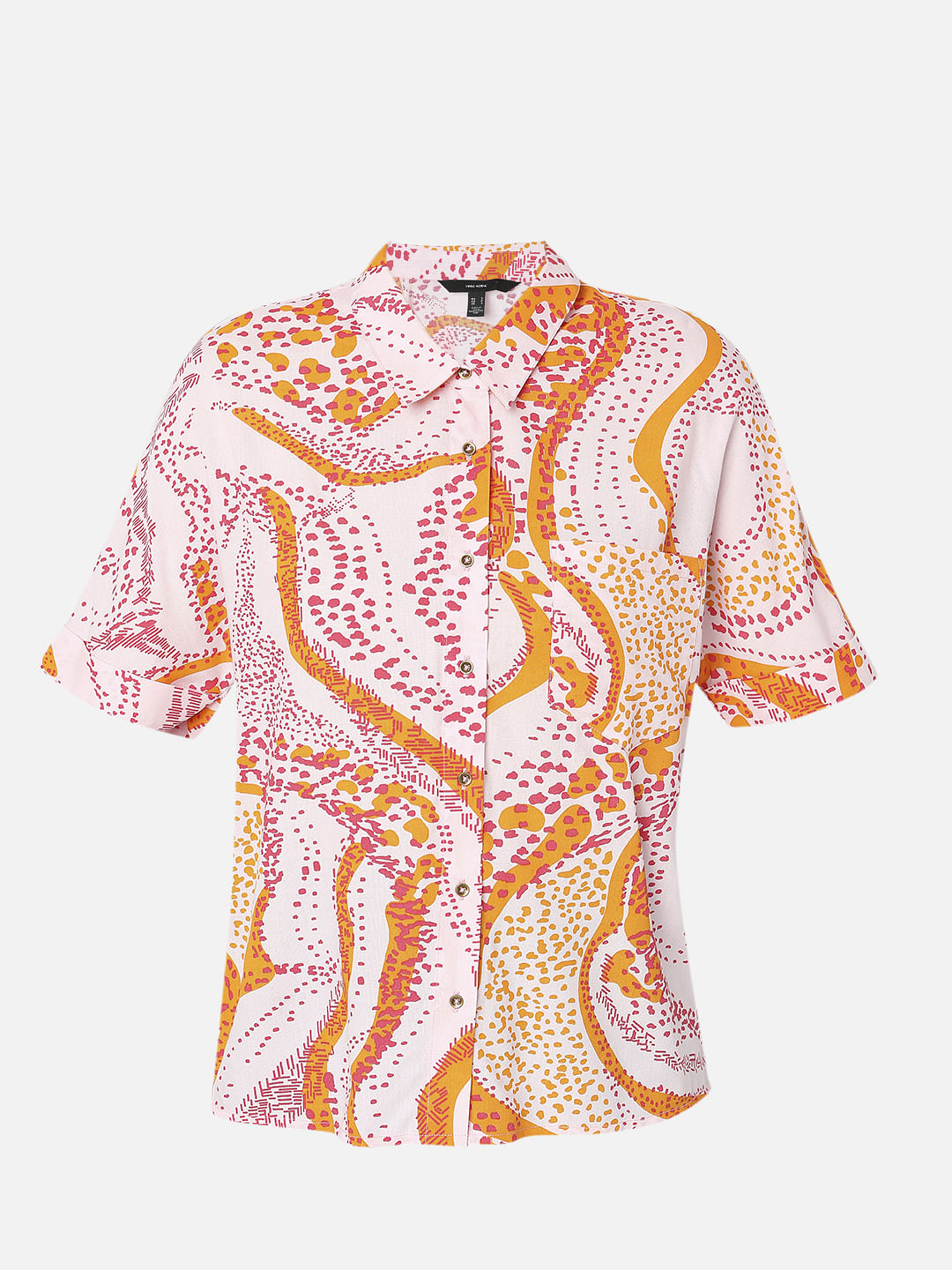 Pink Abstract Print Casual Shirt