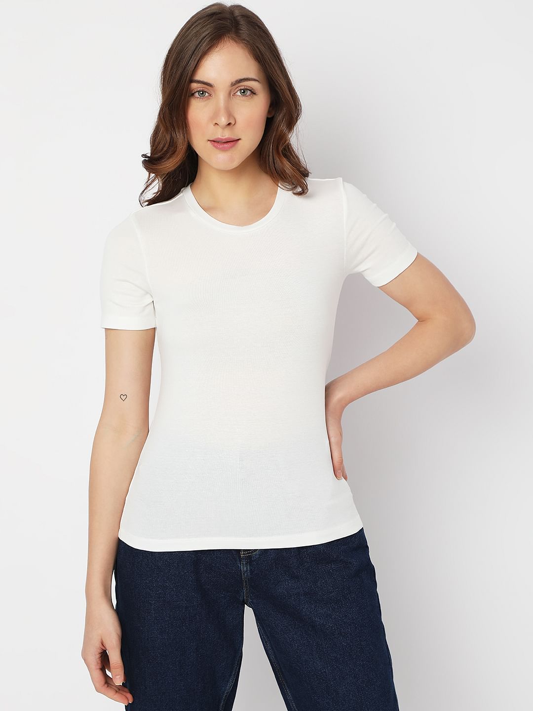 White Solid T-Shirt