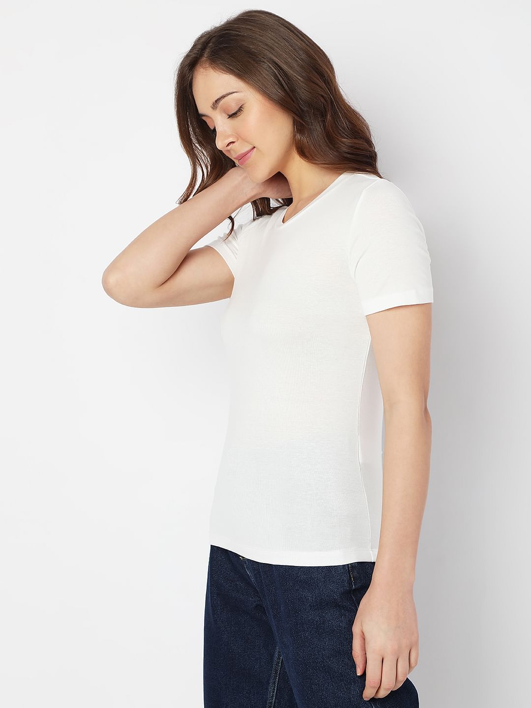 White Solid T-Shirt