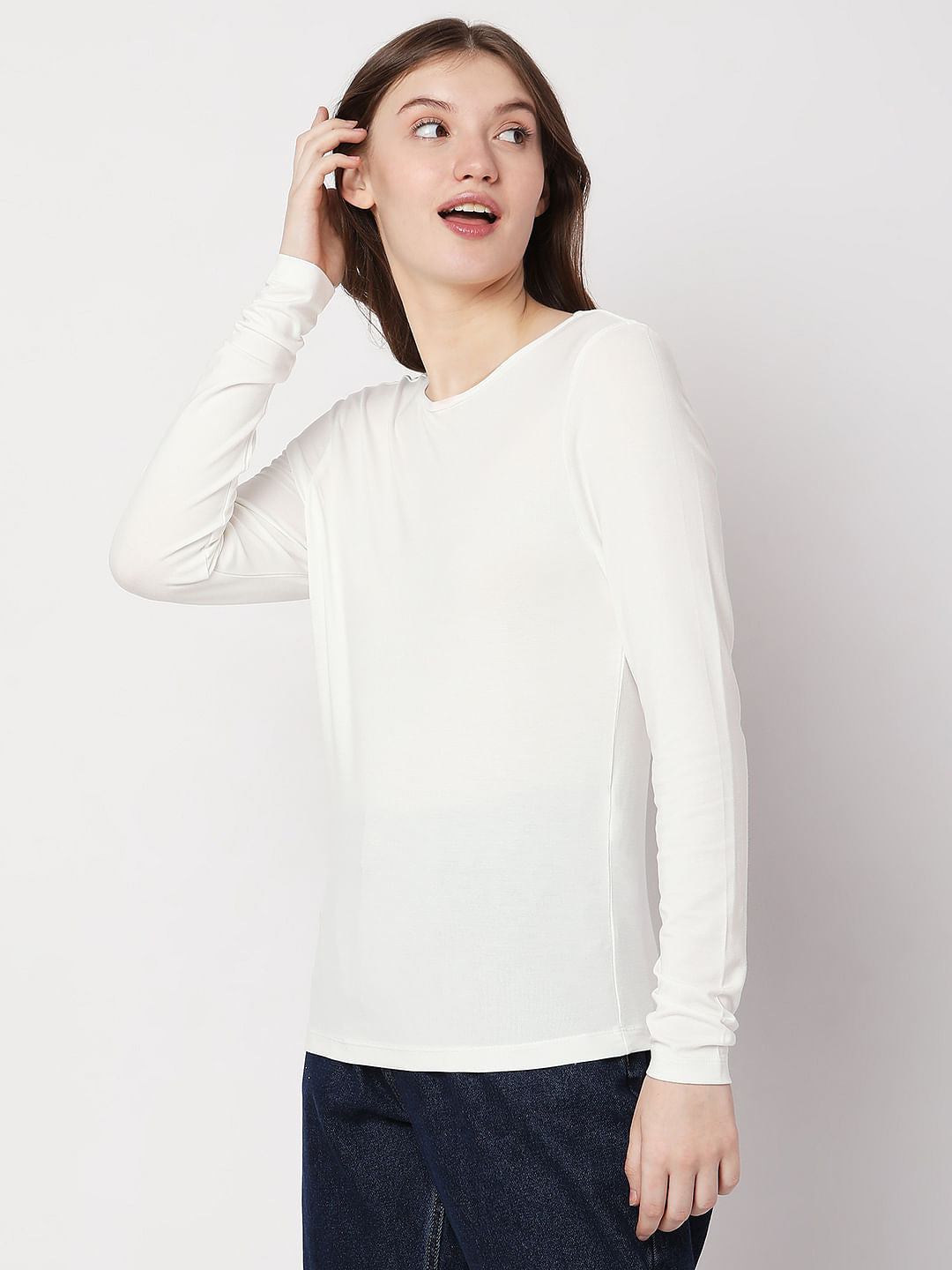 White O-Neck Top