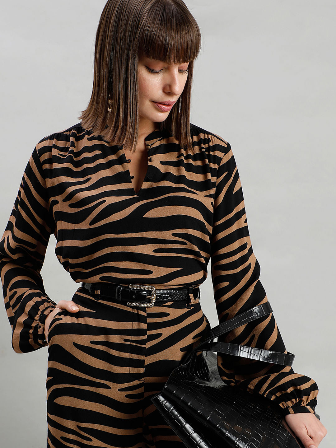 Brown Animal Print Top