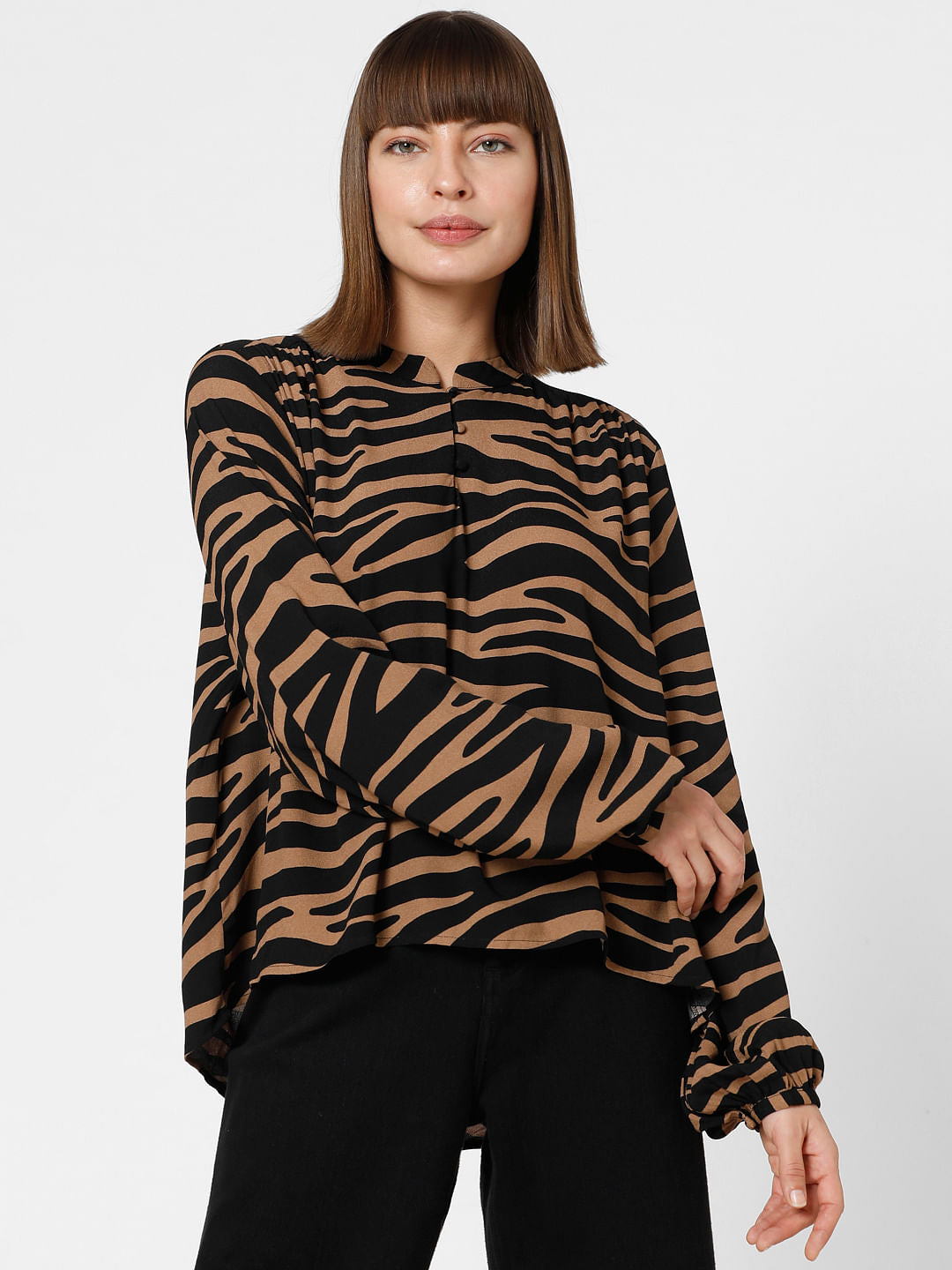 Brown Animal Print Top