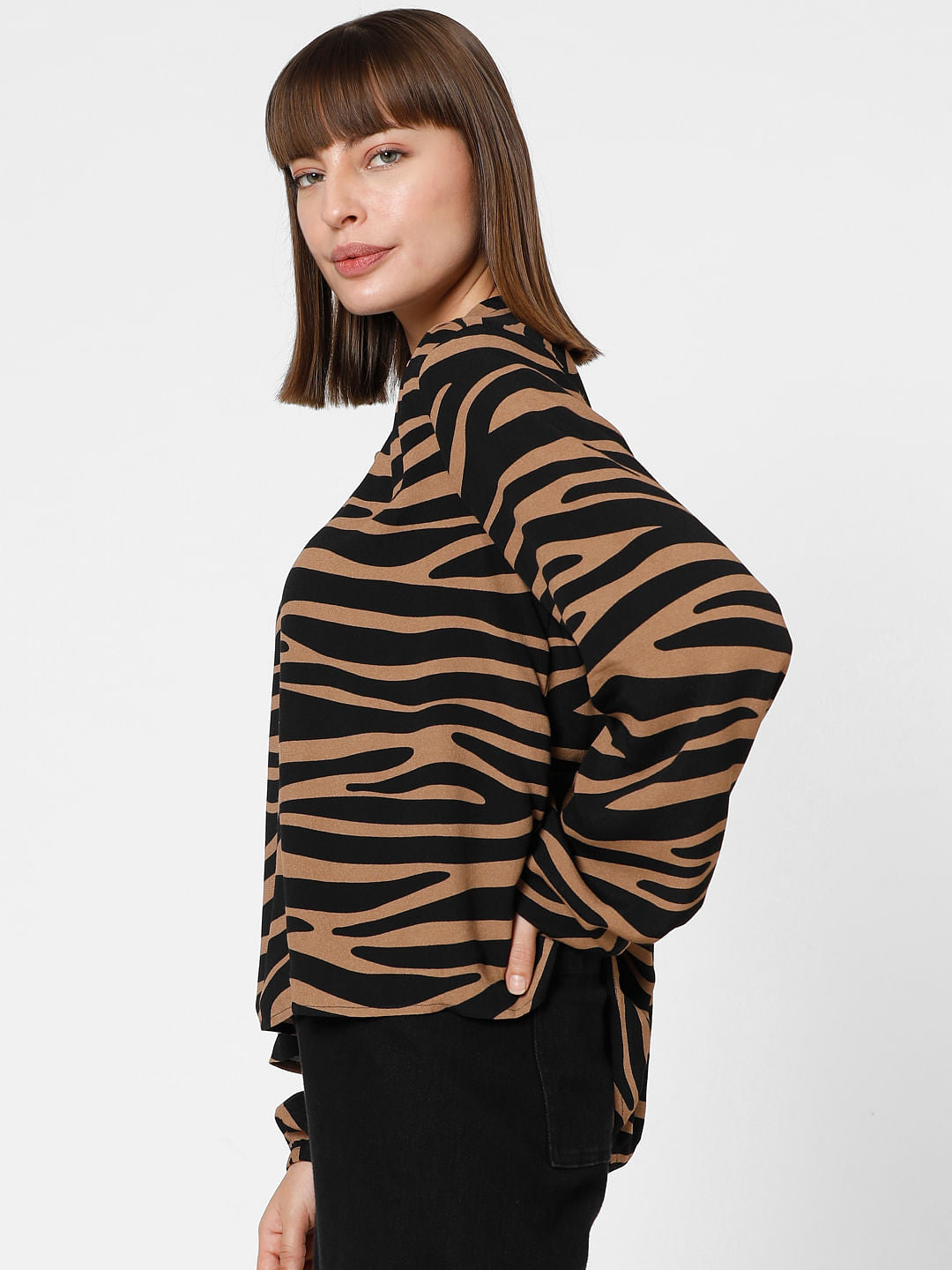 Brown Animal Print Top