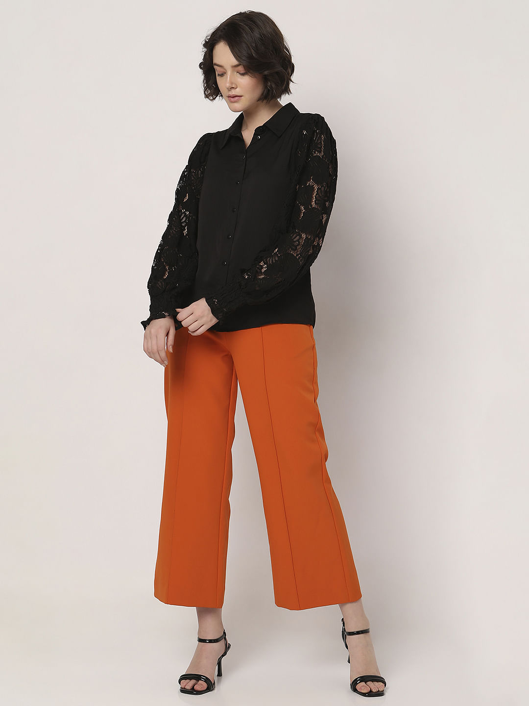 Black Lace Sleeves Shirt