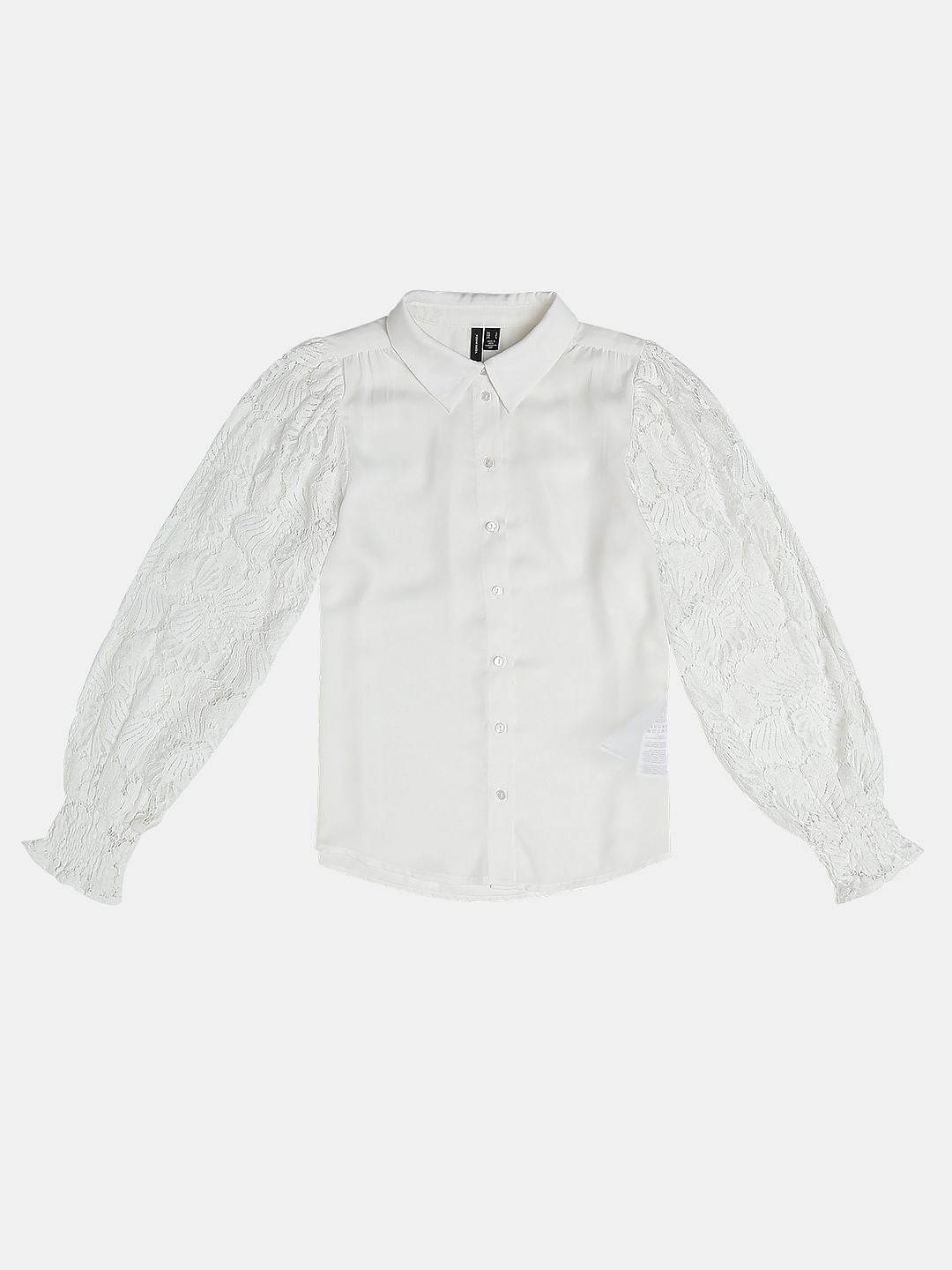 White Lace Sleeves Shirt
