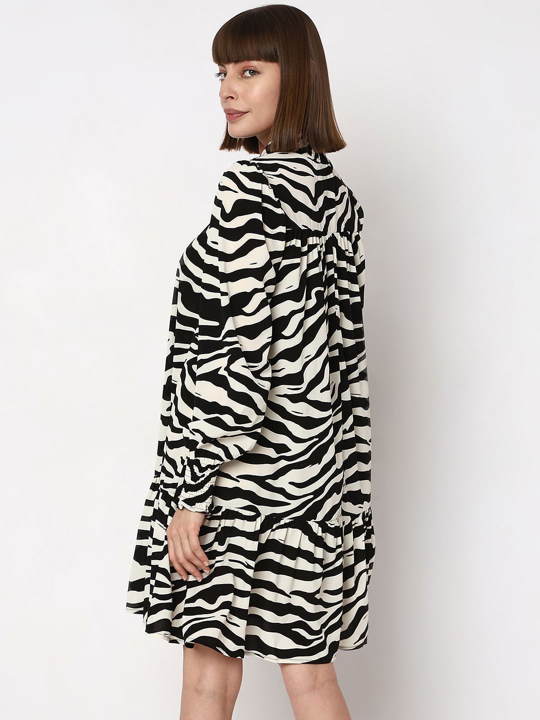 Black & White High Neck Shift Dress