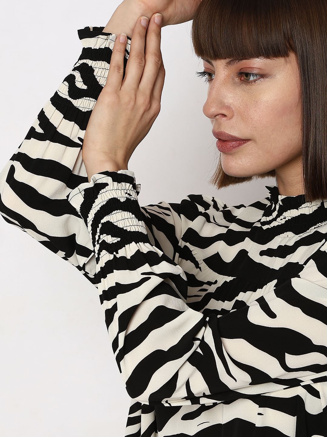 Black & White High Neck Shift Dress