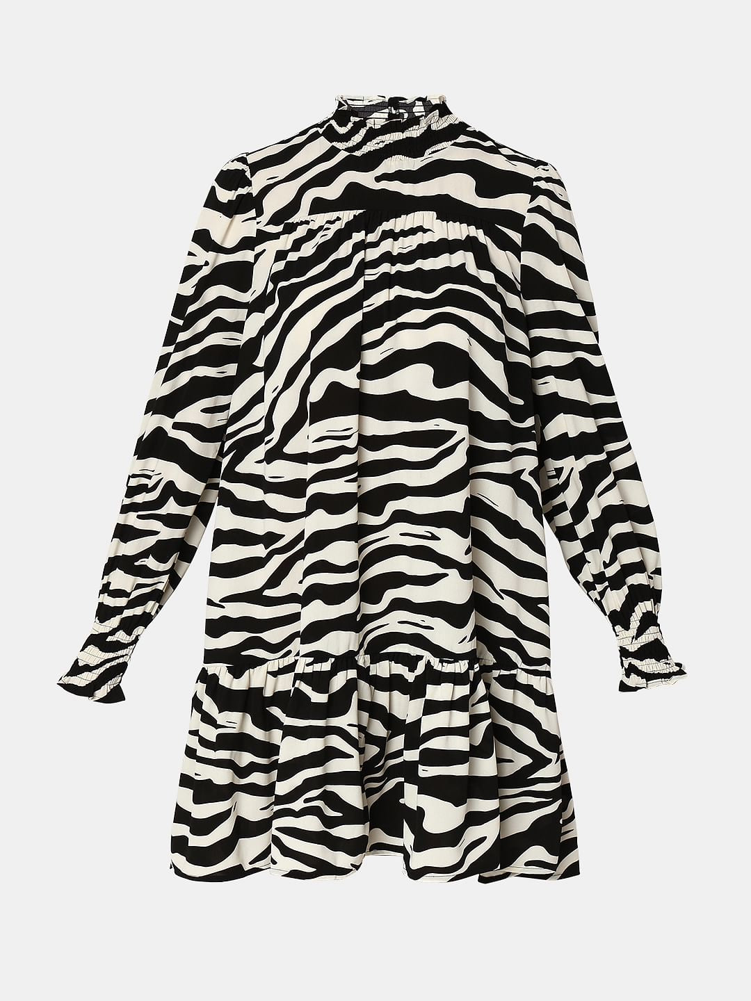 Black & White High Neck Shift Dress