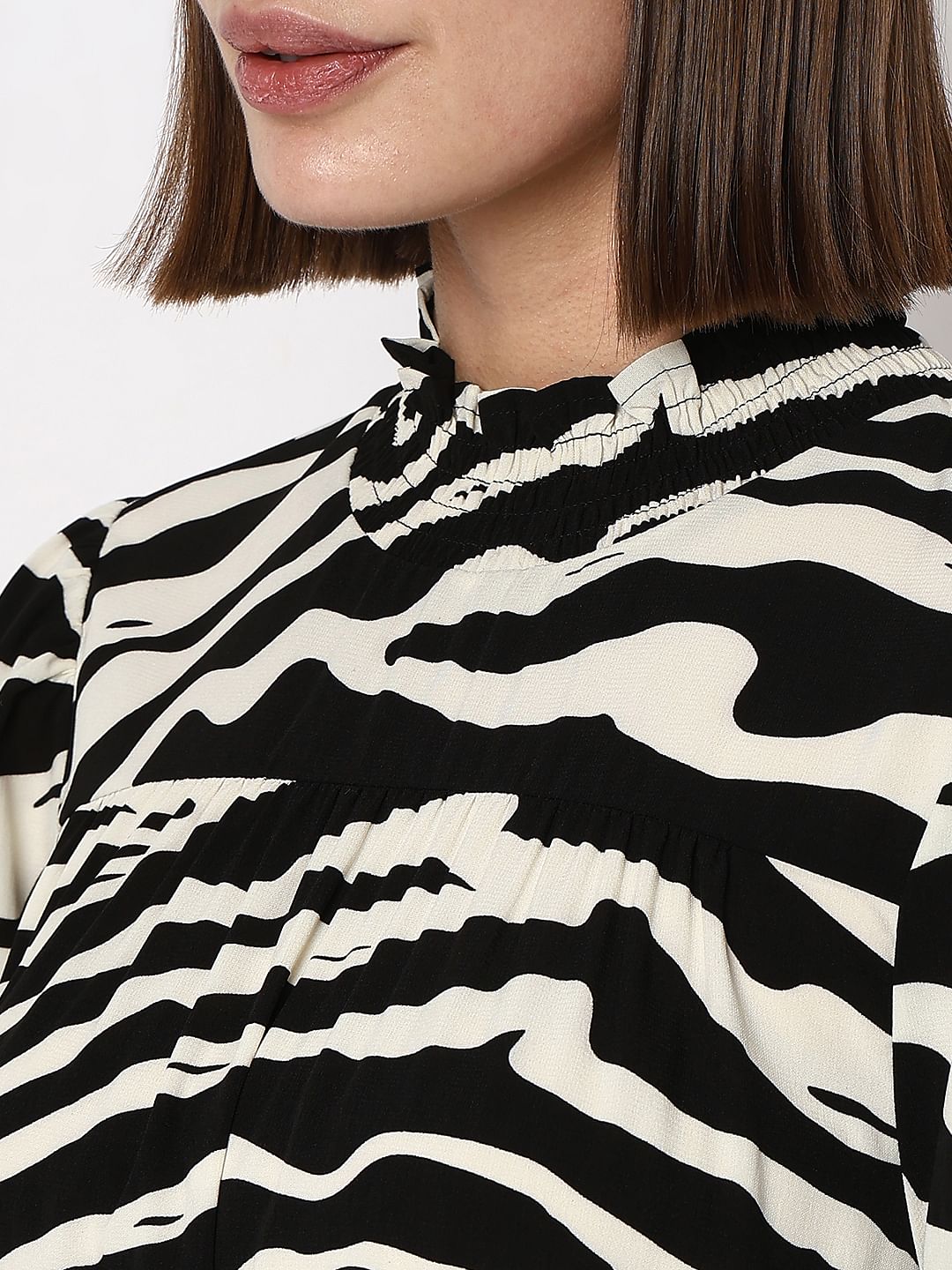Black & White High Neck Shift Dress