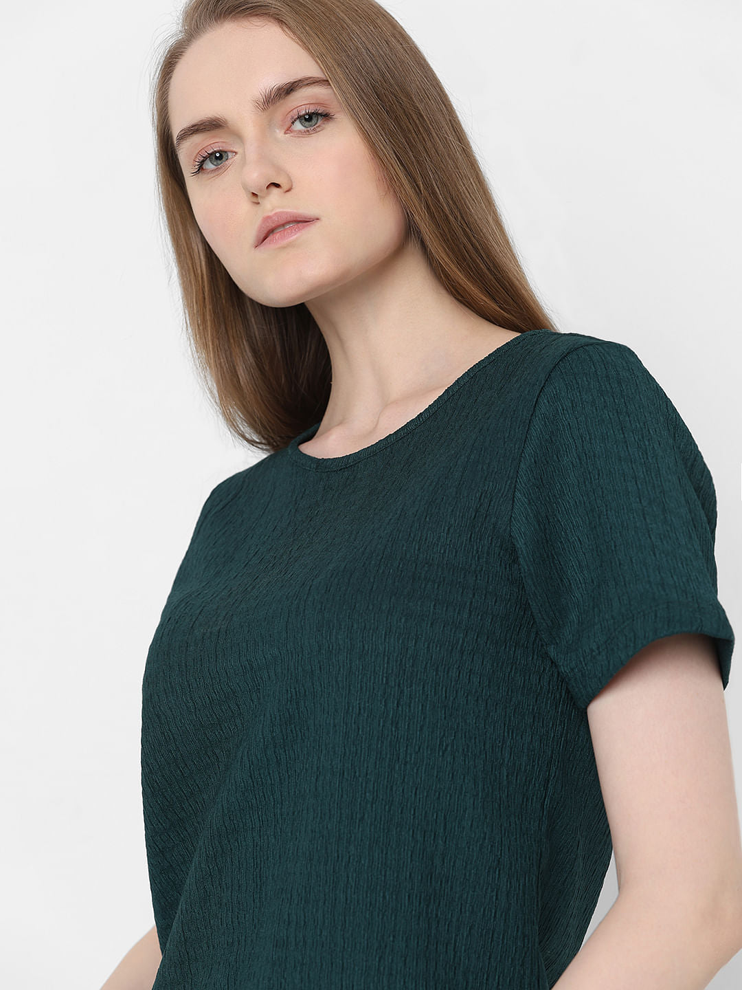 Dark Green Textured Top