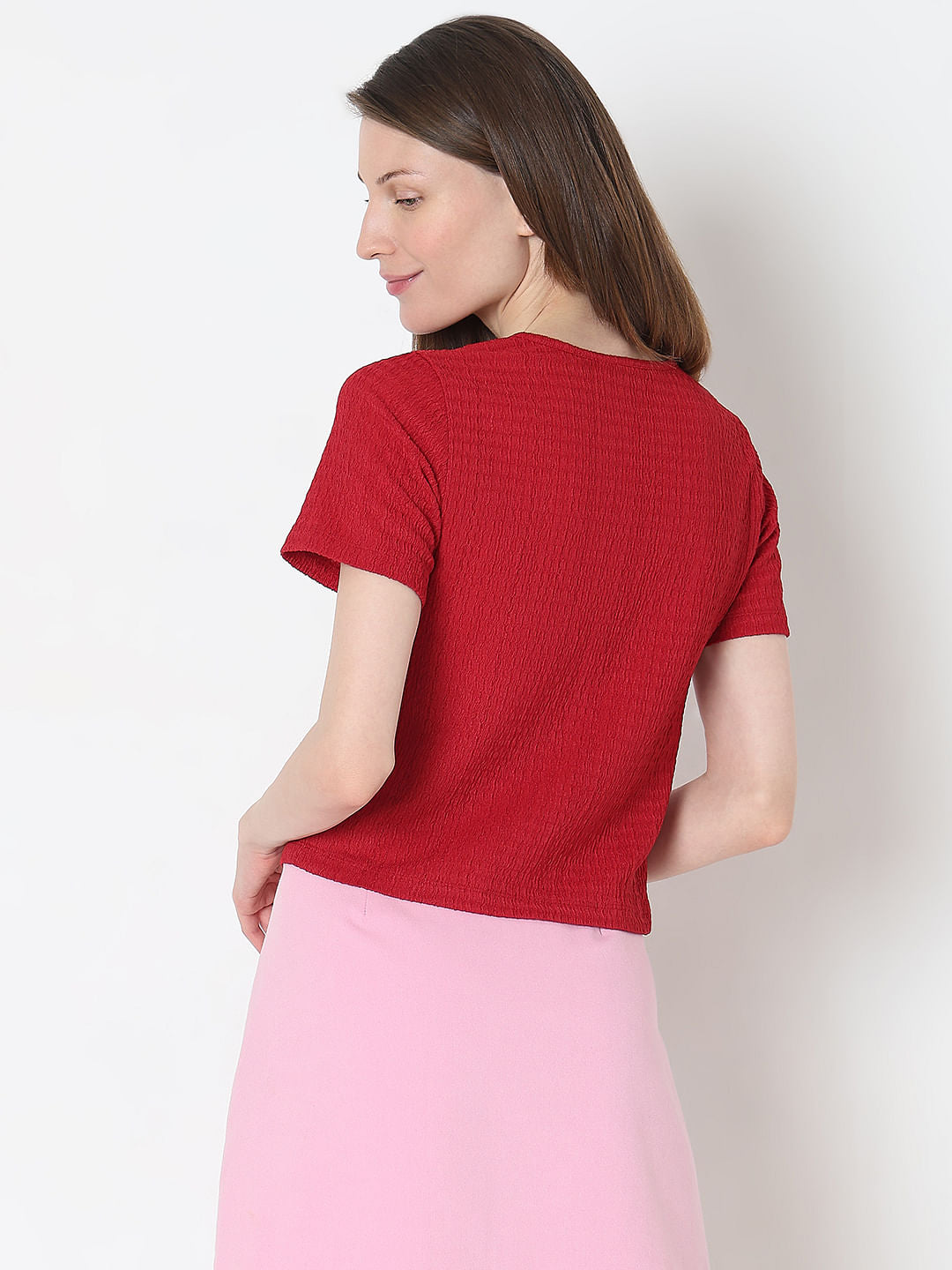 Red Textured Top
