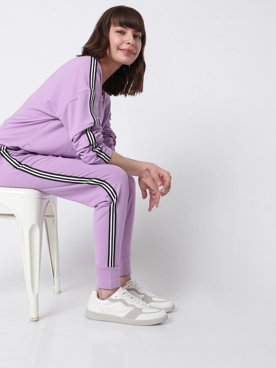 Purple High Rise Co-Ord Set Sweatpants