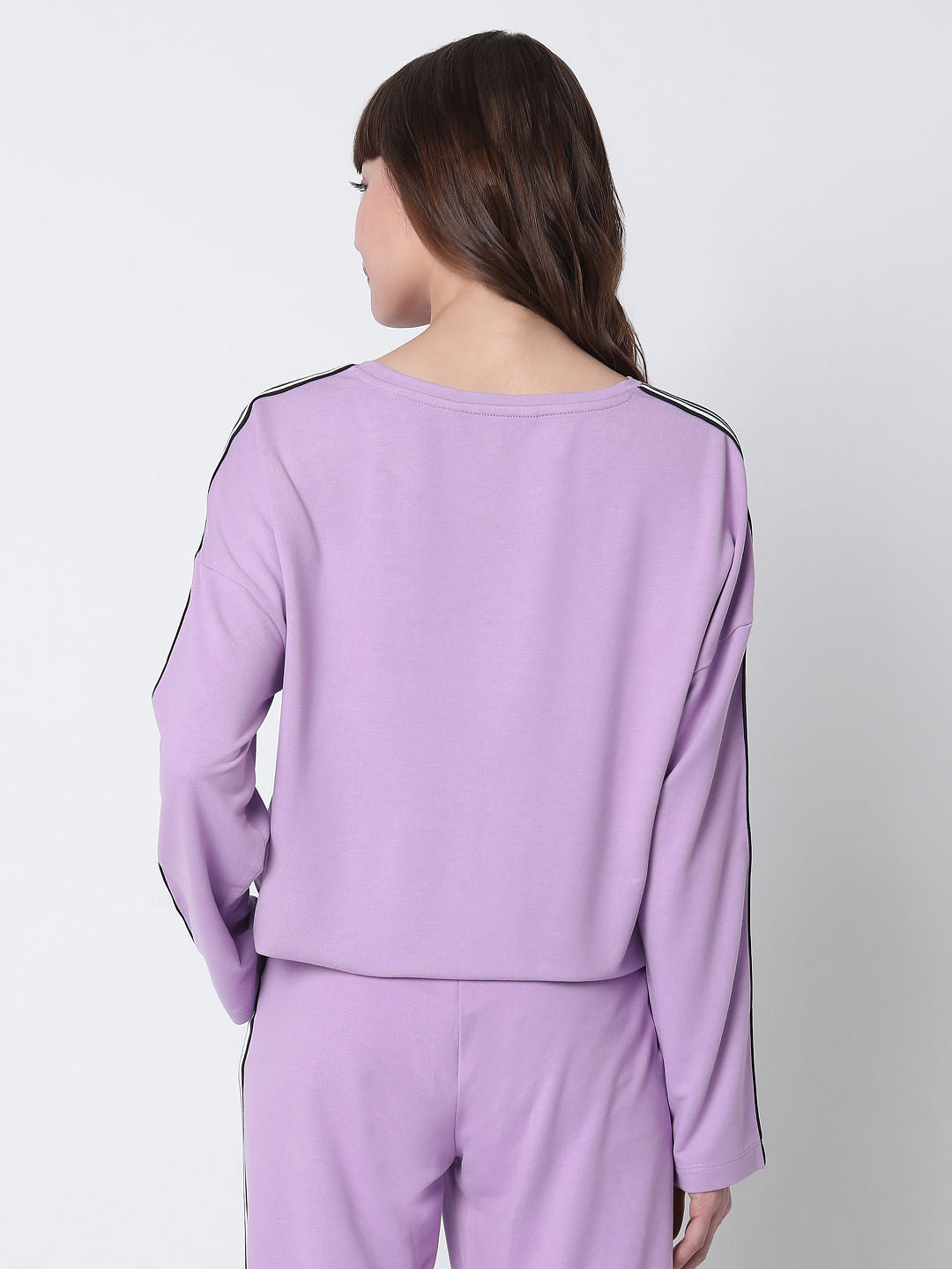 Purple Tape Detail Co-Ord Set Sweatshirt