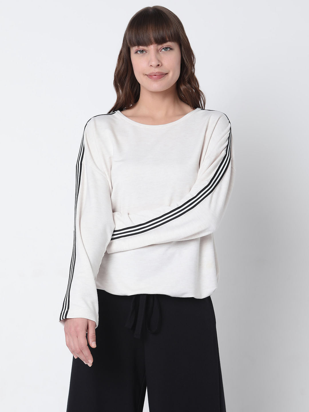 White Tape Detail Co-Ord Set Sweatshirt