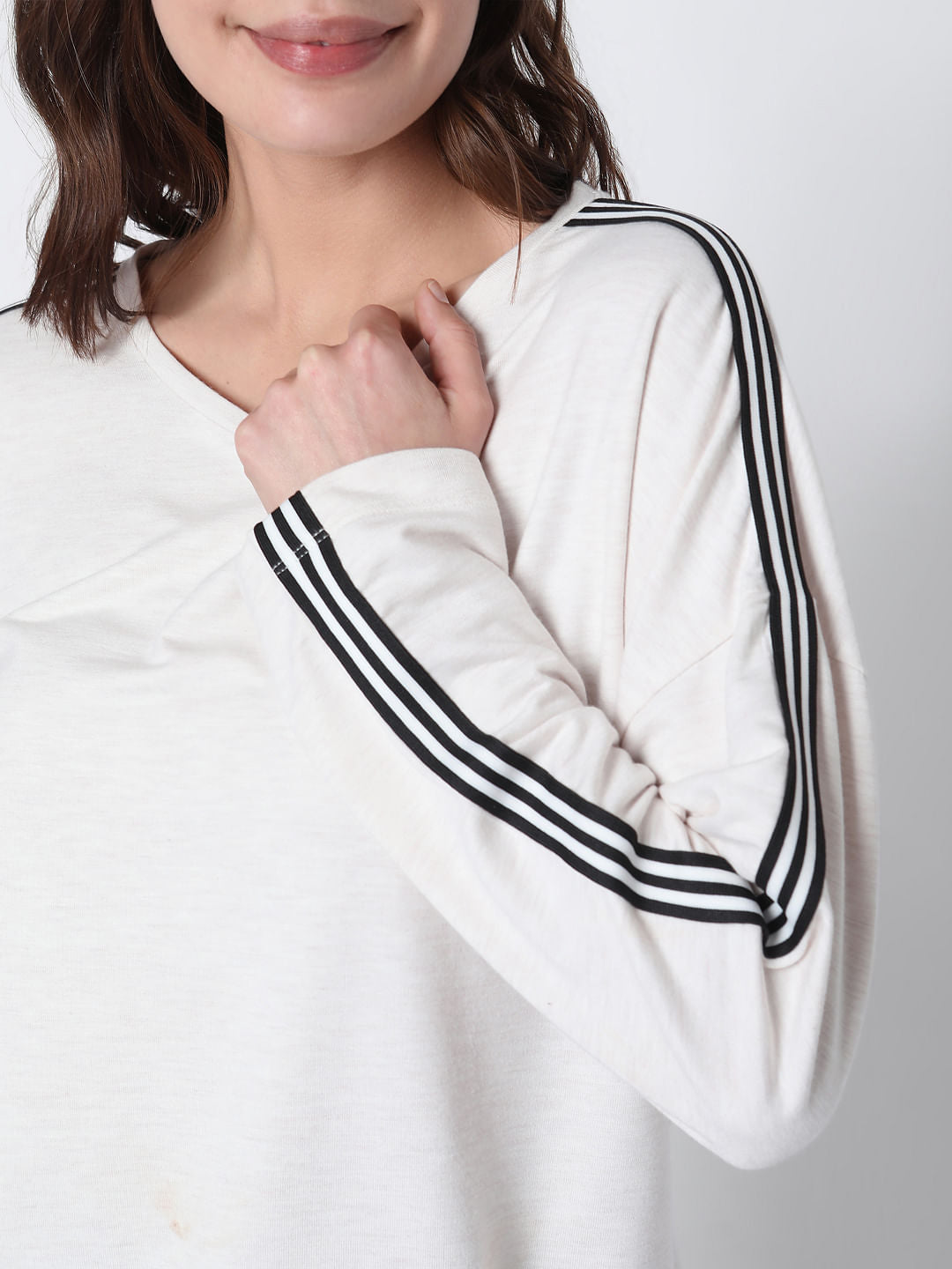 White Tape Detail Co-Ord Set Sweatshirt