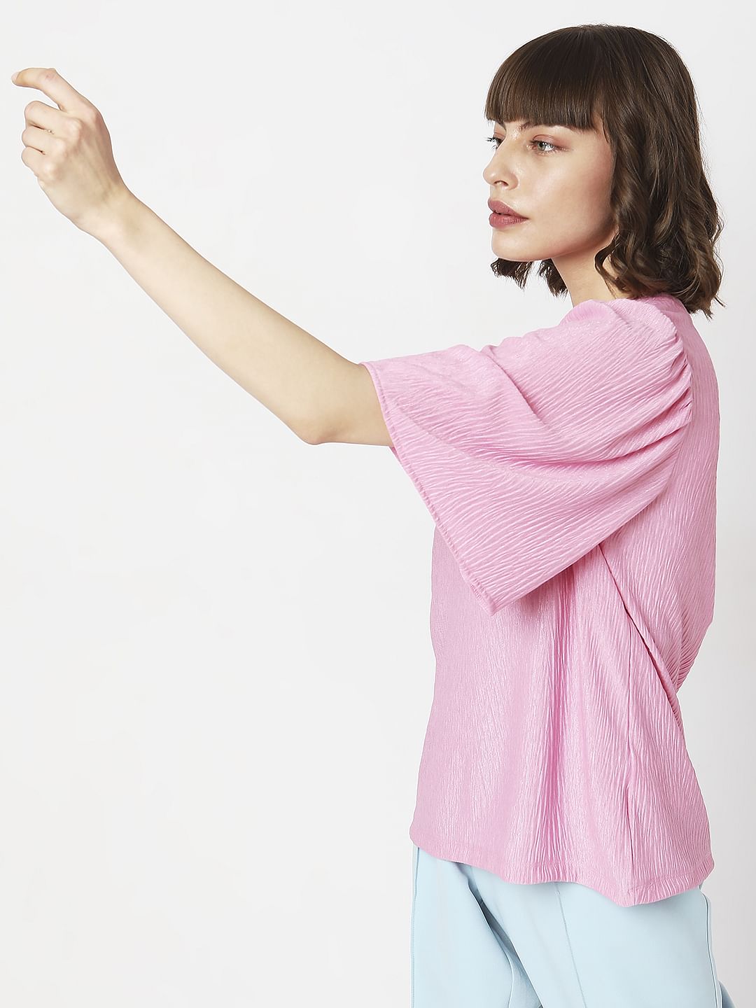 Pink Flared Sleeves Top