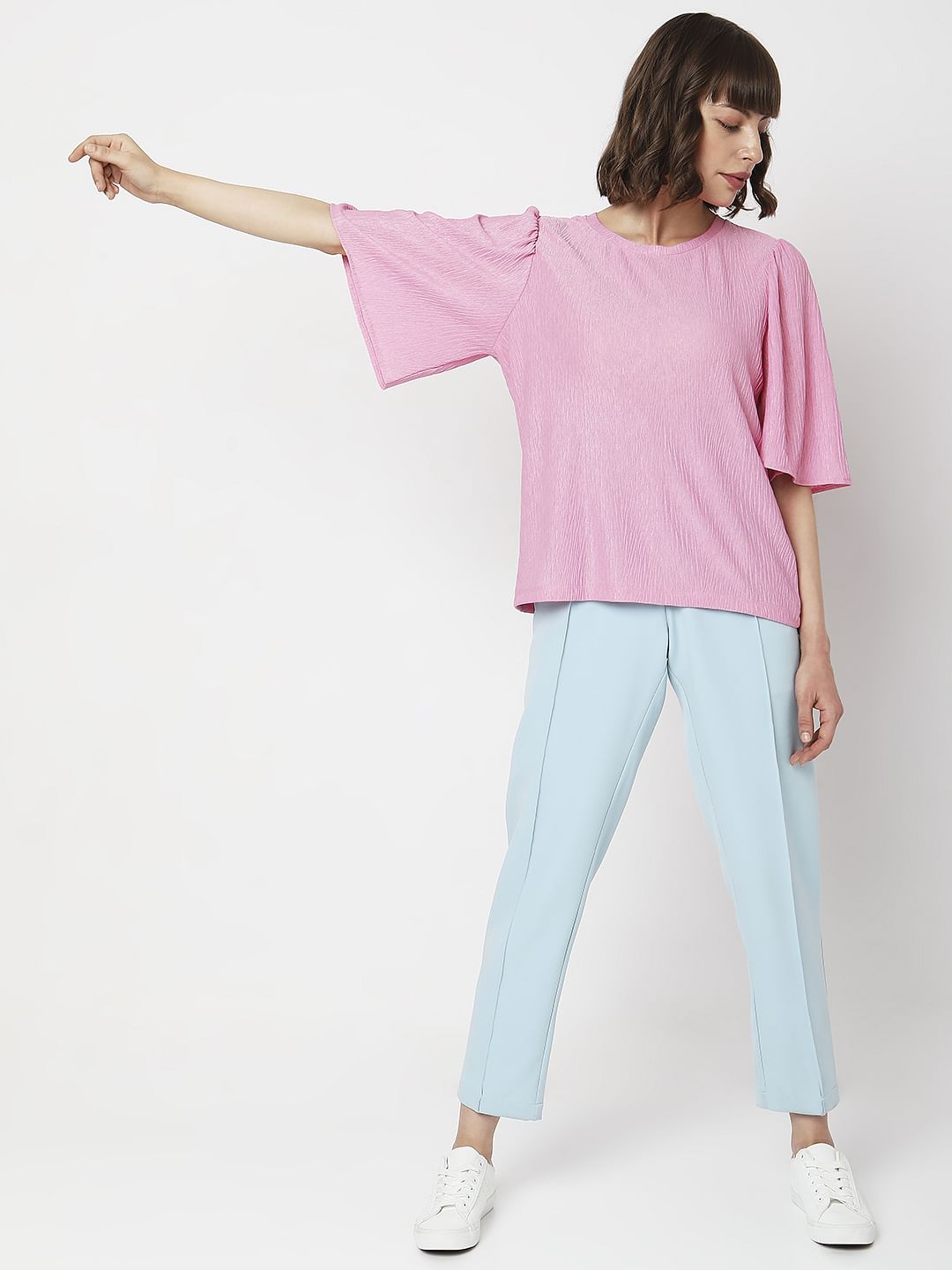 Pink Flared Sleeves Top