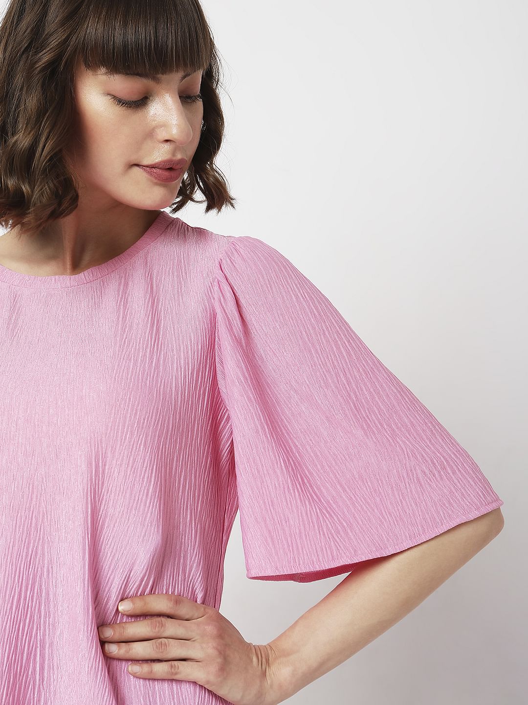 Pink Flared Sleeves Top
