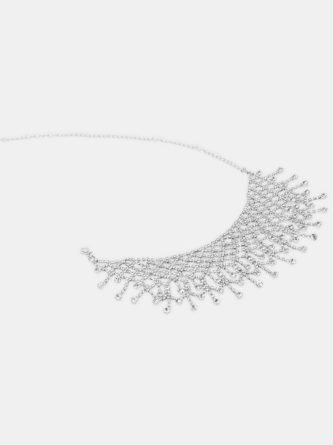 Silver Rhinestone Choker Necklace