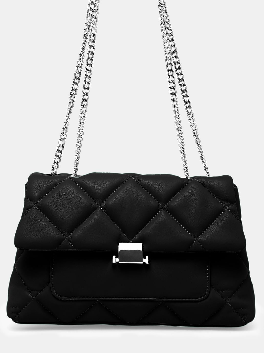 Black Structured Sling Bag