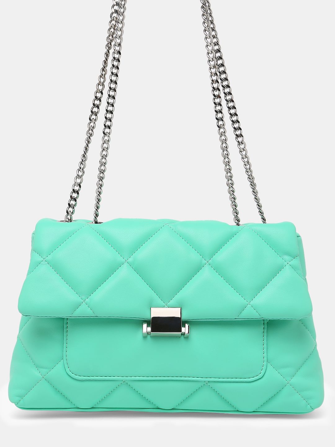 Electric Green Quilted Sling Bag