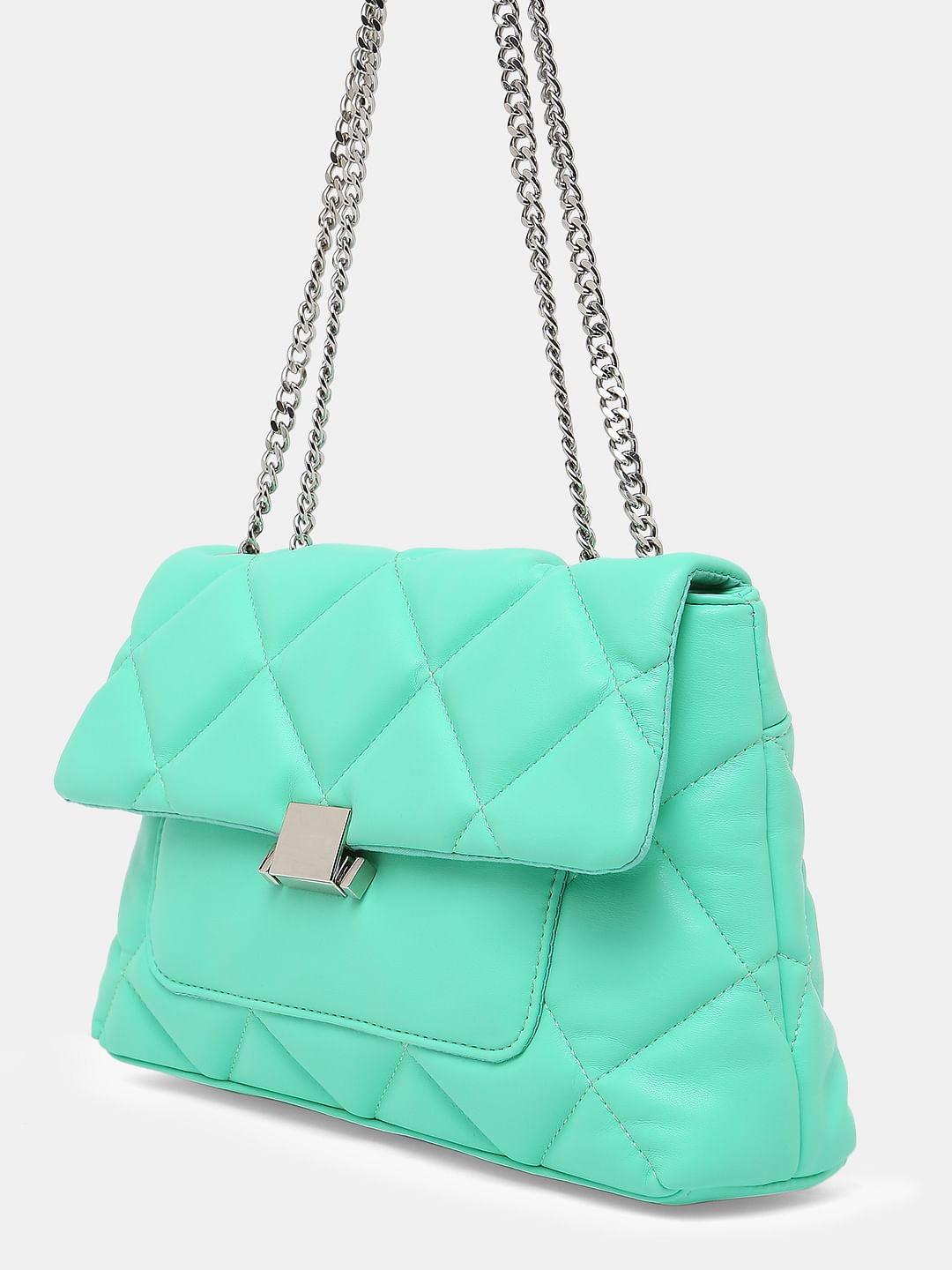 Electric Green Quilted Sling Bag