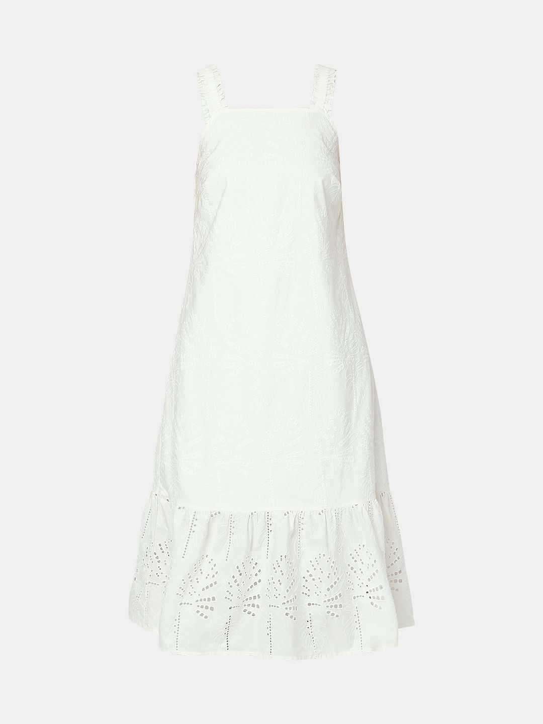 White Embroidered Midi Dress