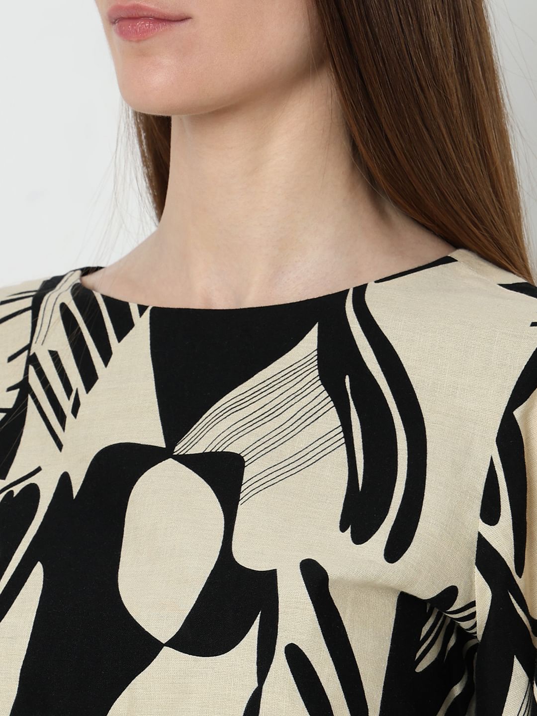 Black Printed Fit & Flare Dress