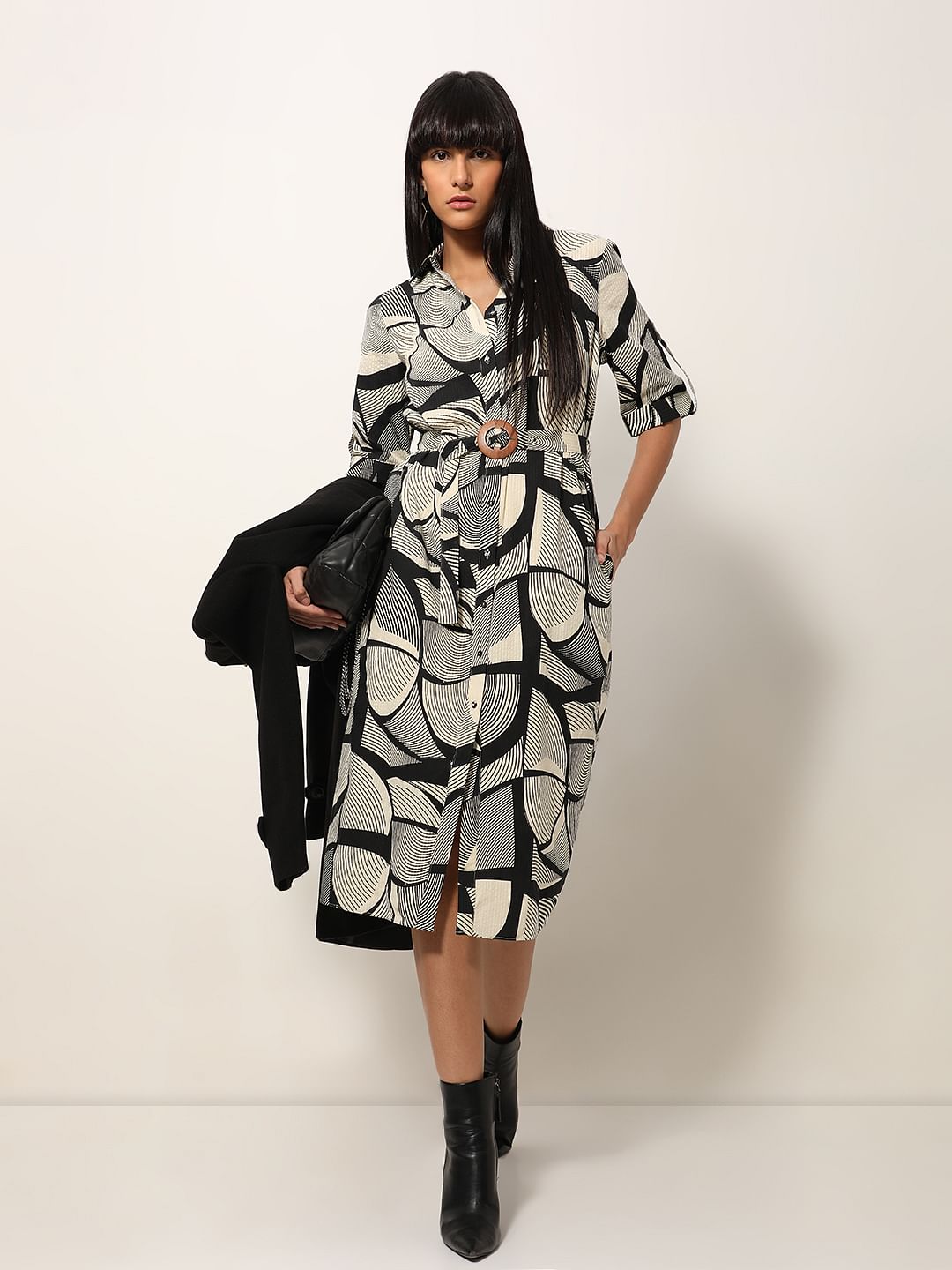 princess polly baby blue dress Black Abstract Print Slinky Acetate Ruched One Shoulder Mini Dress