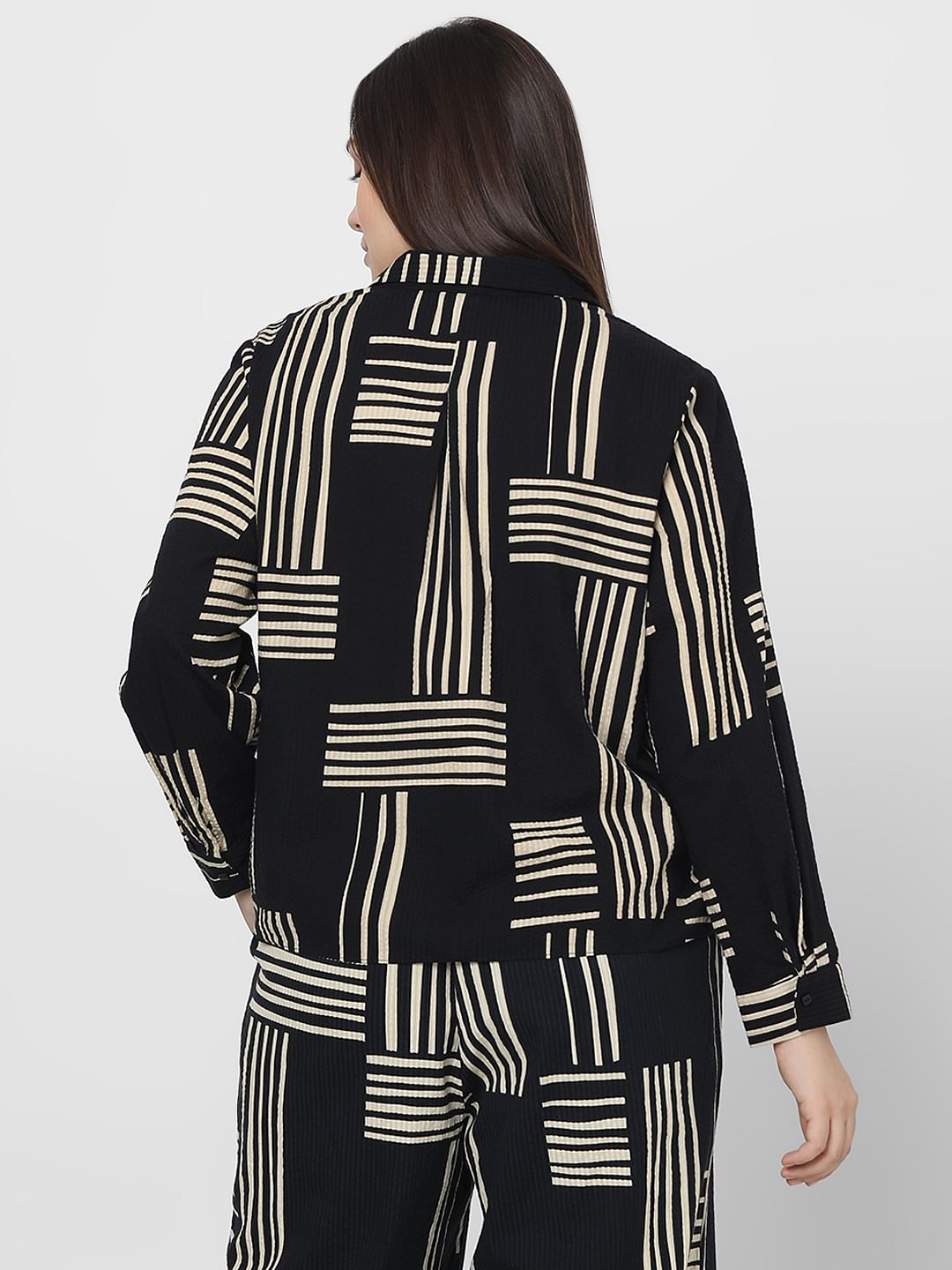 Curve Black Printed Co-Ord Set Shirt