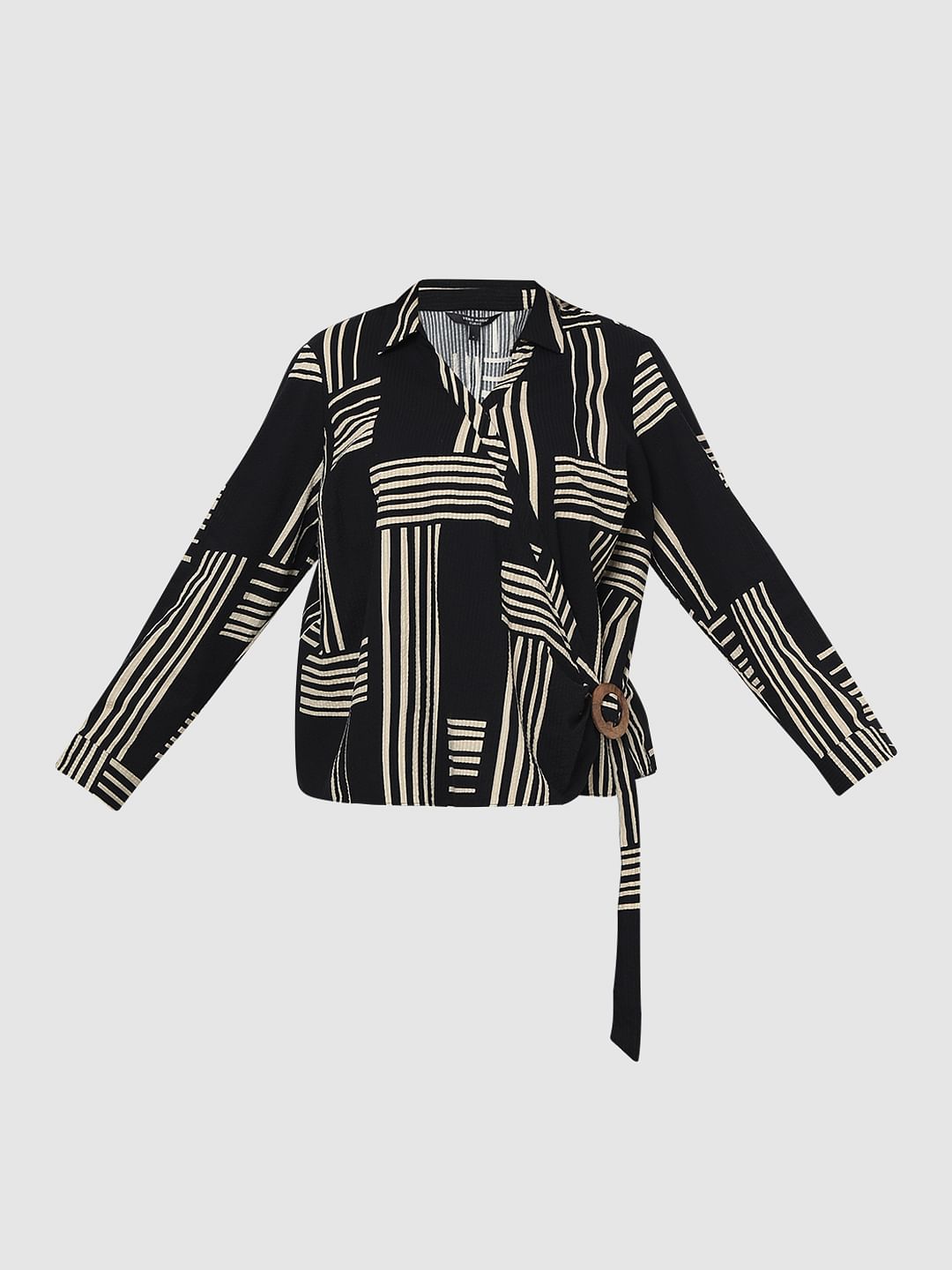 Curve Black Printed Co-Ord Set Shirt