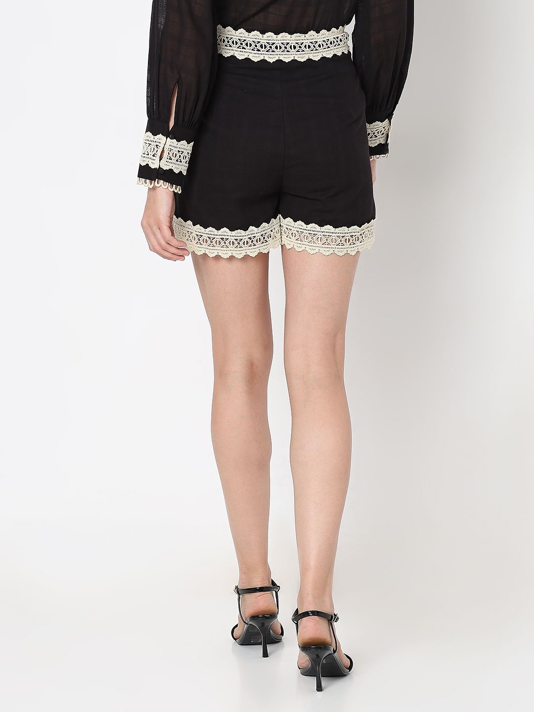 Black Lace Co-Ord Set Shorts