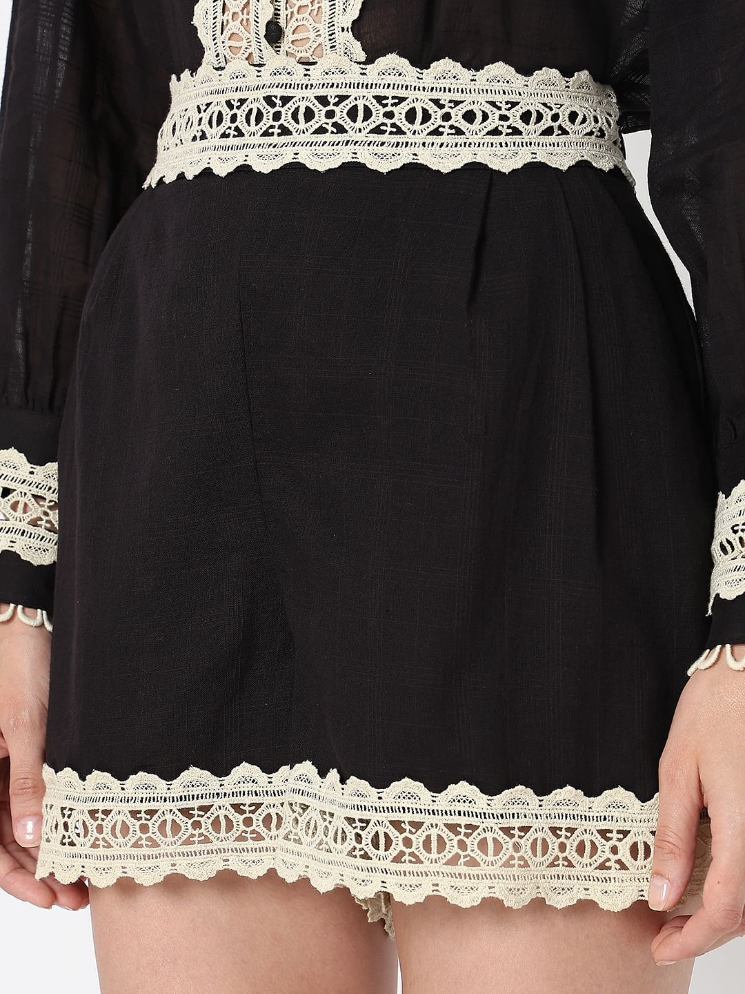 Black Lace Co-Ord Set Shorts