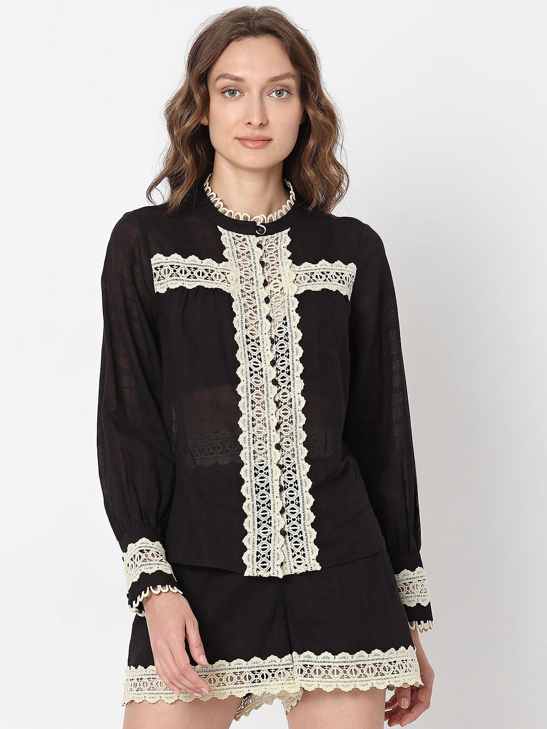 Black Lace Co-Ord Set Top