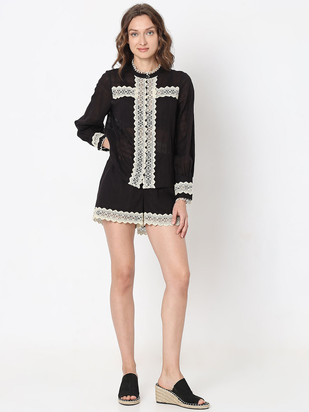 Black Lace Co-Ord Set Top