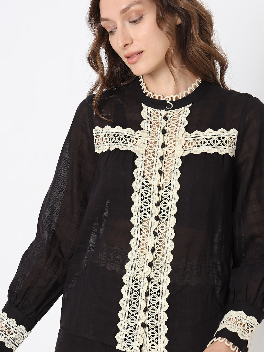 Black Lace Co-Ord Set Top