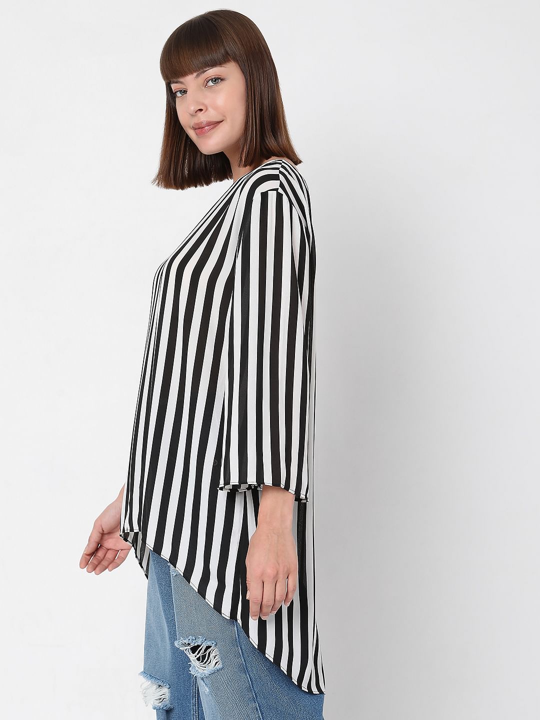 White Striped Tunic Top