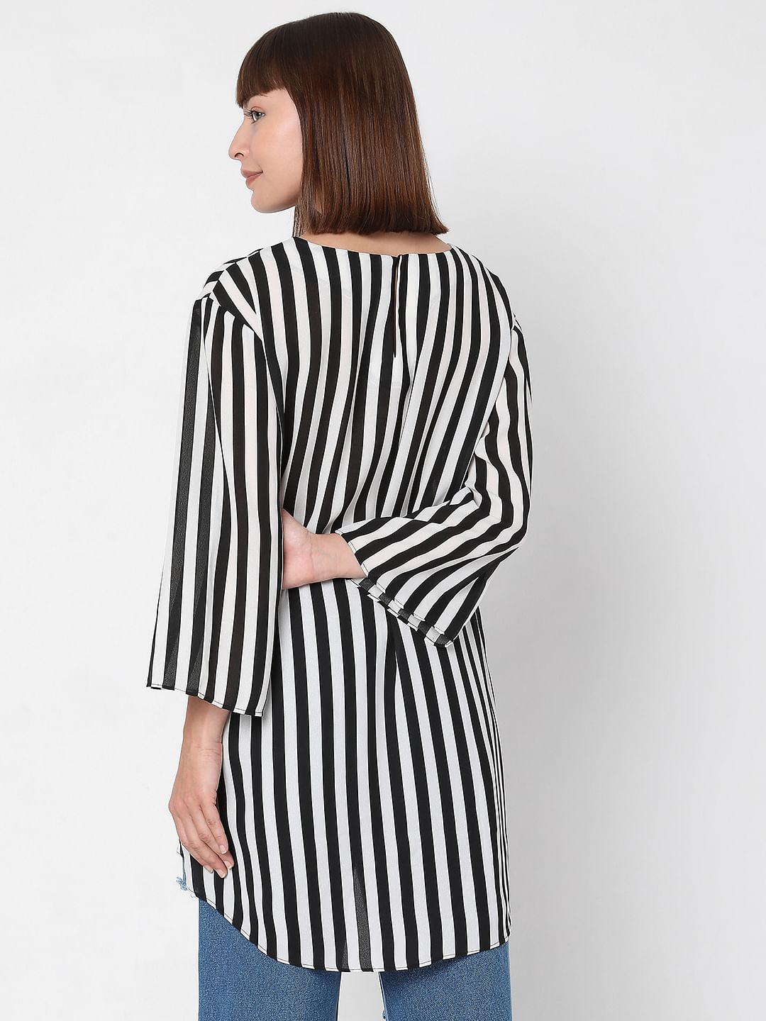 White Striped Tunic Top