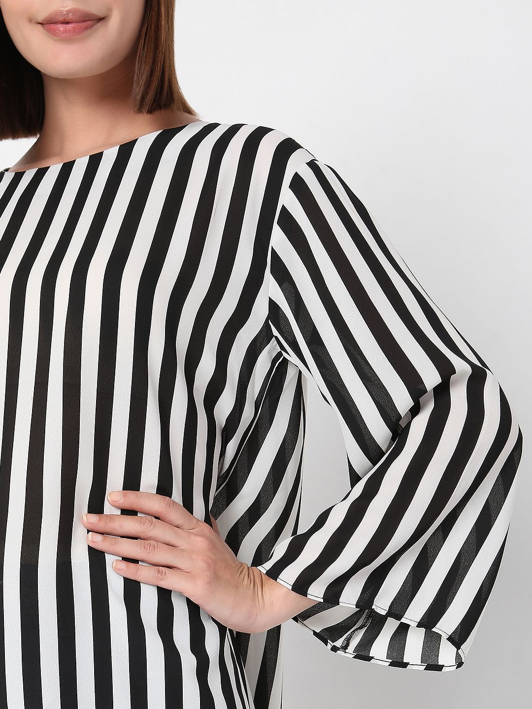 White Striped Tunic Top