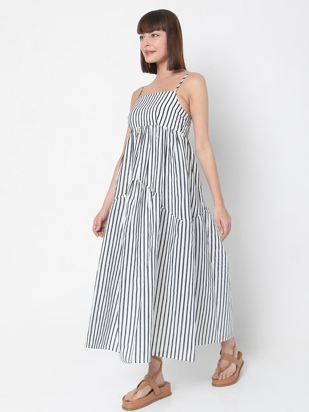 White Striped Maxi Dress