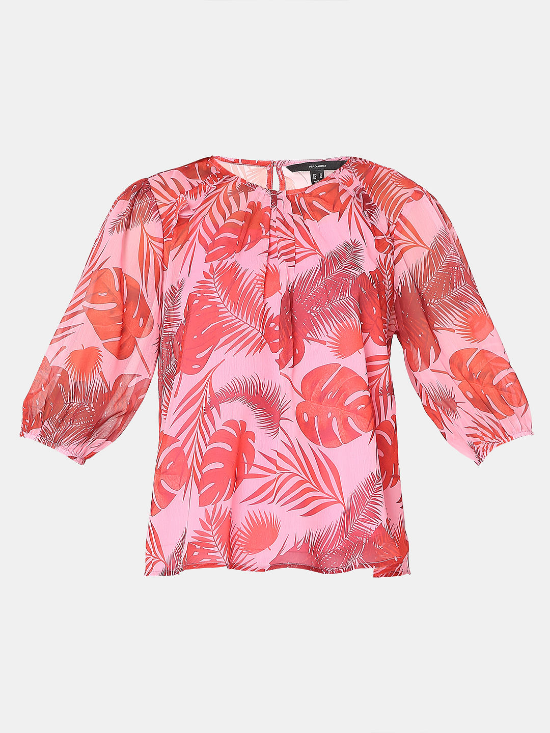 Pink Tropical Print Top