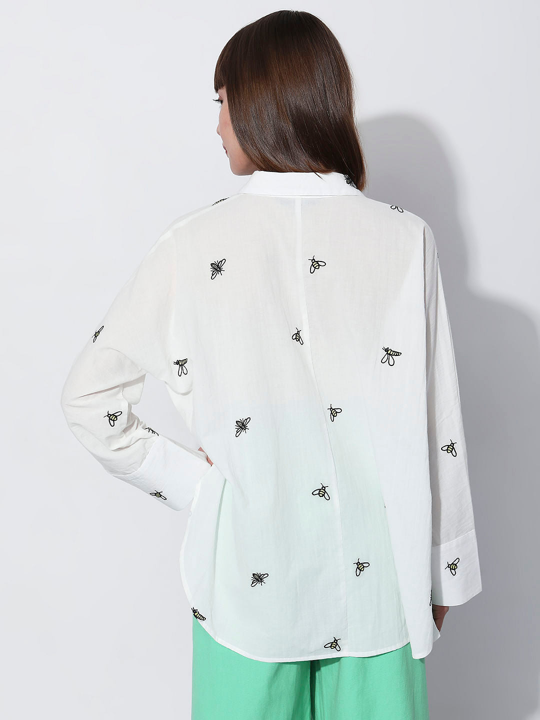 White Bee Printed Full Sleeves Shirt