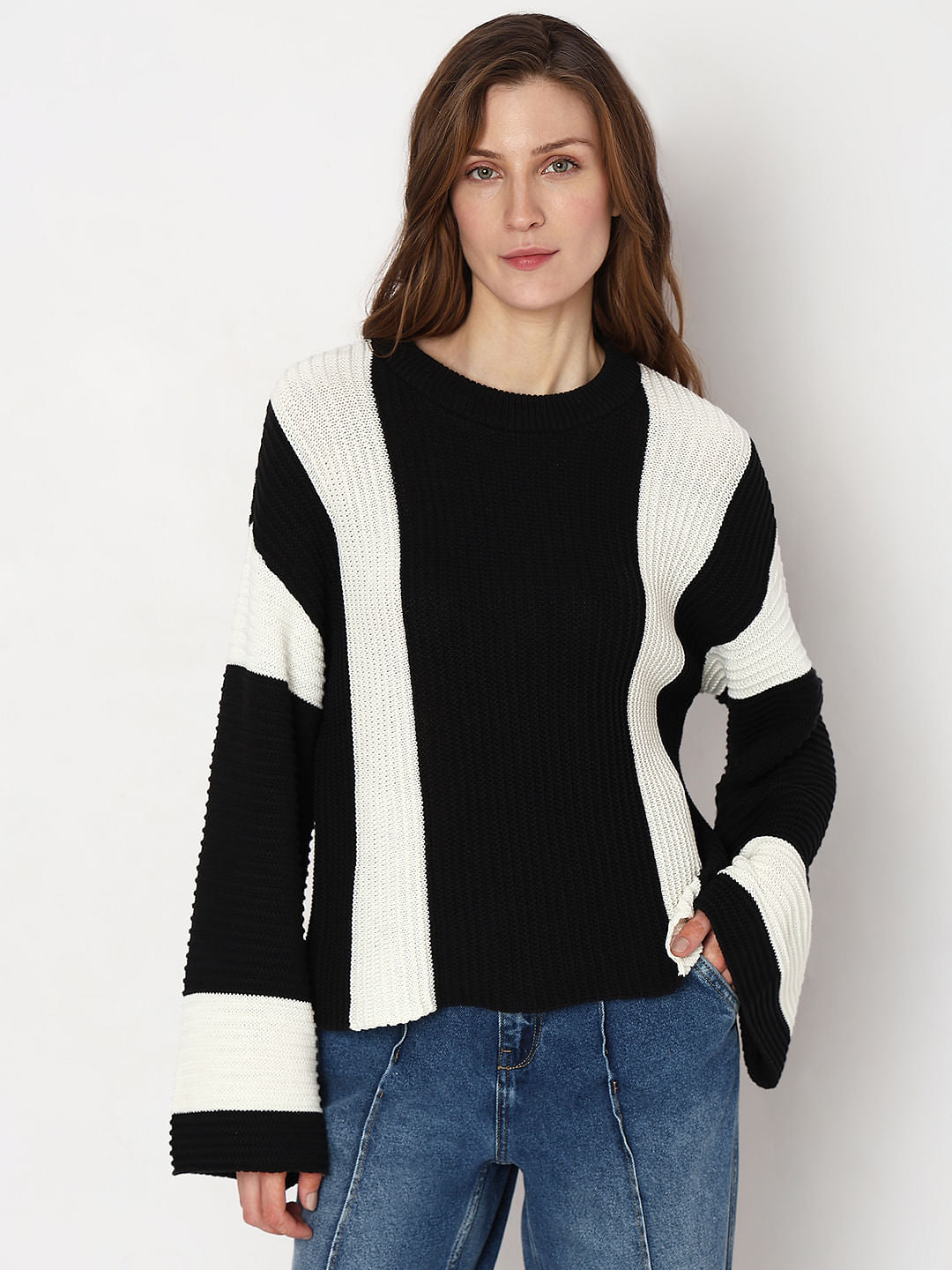 Black Colourblocked Pullover