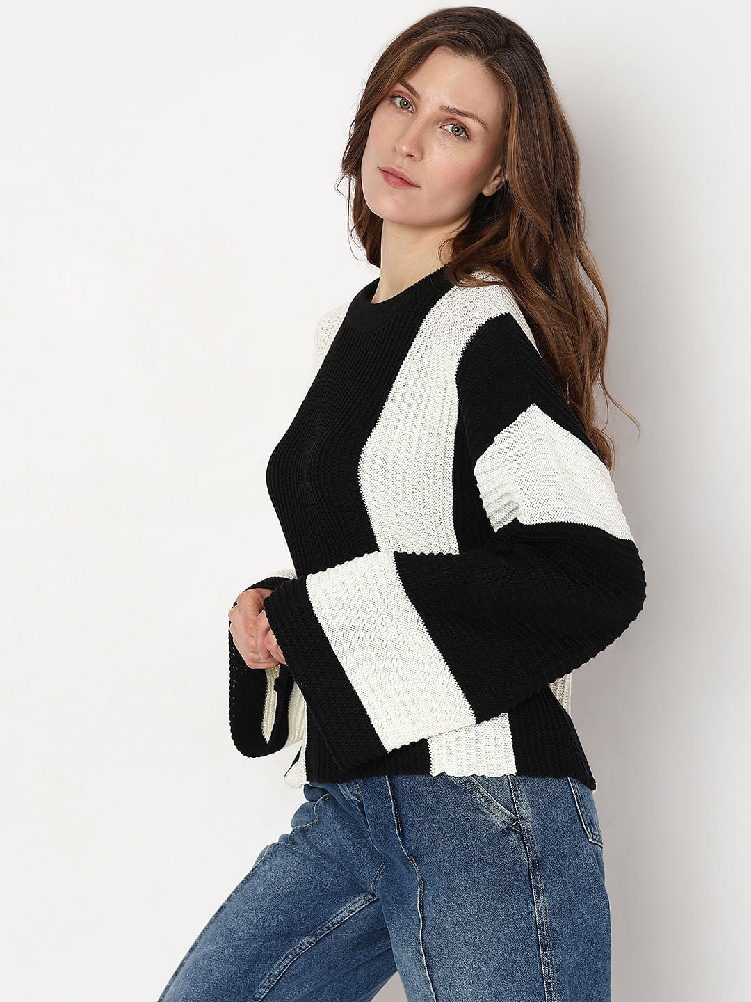 Black Colourblocked Pullover